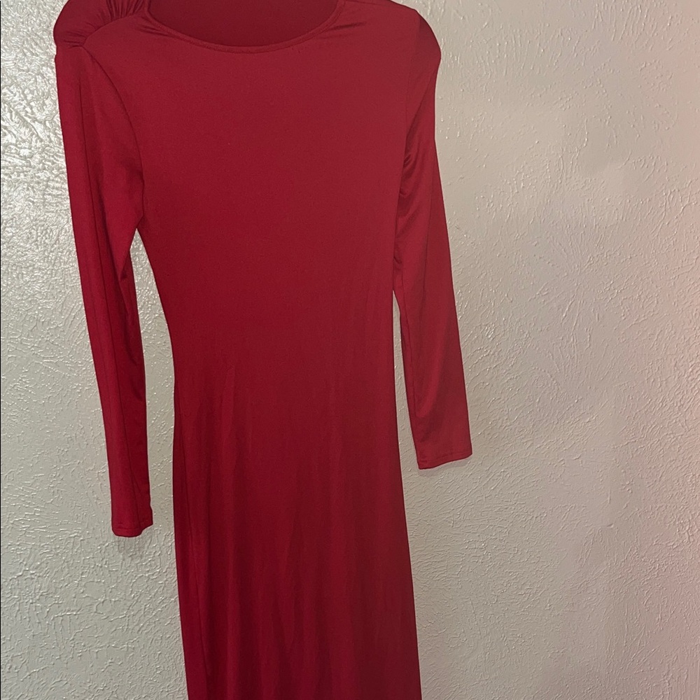 Elegant Red Long Sleeve Dress
